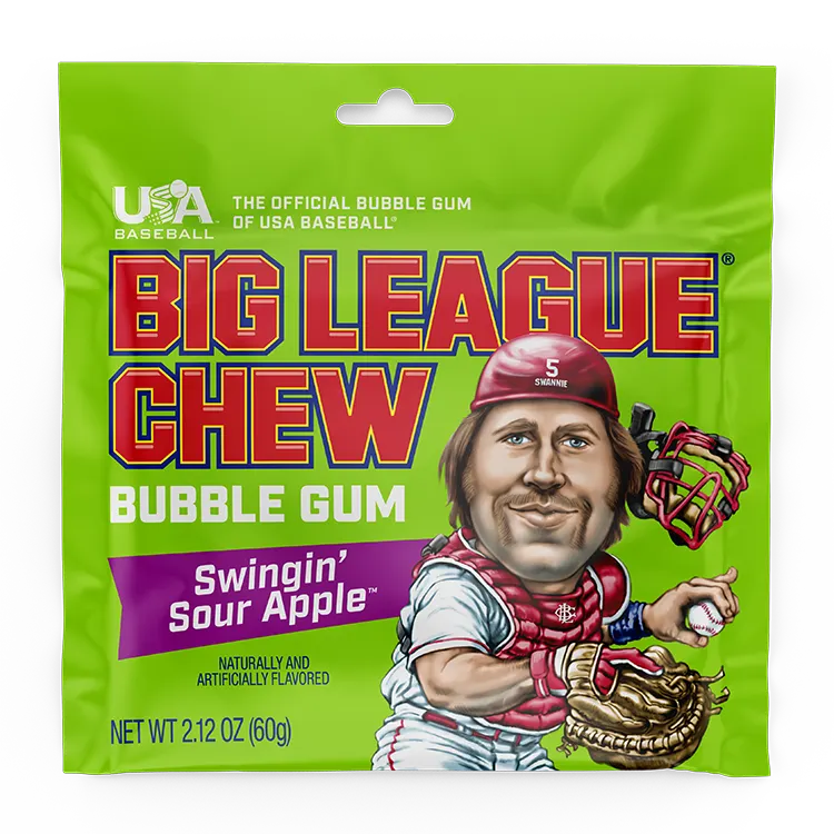 Big League Chew Baseball Swinging Sour Apple